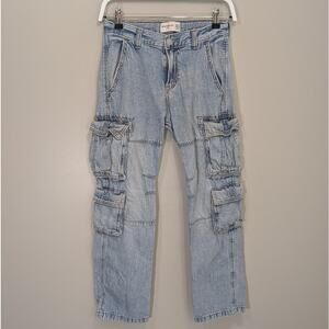 Abercrombie Kids Baggy Jeans Cargo Pockets Acid Wash 90's Revival - Size 13/14